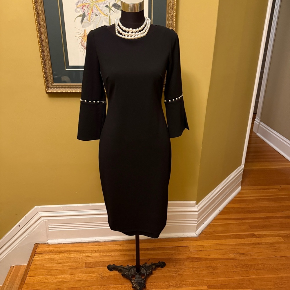 Calvin Klein Black Dress with Pearl Details